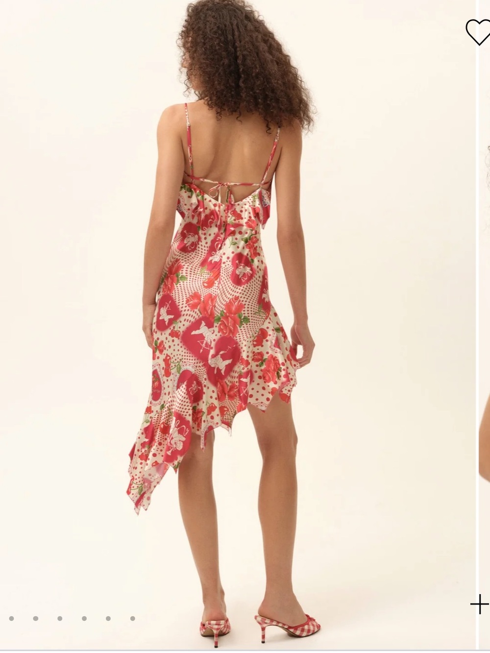 For Love & Lemons Cupid Love Dot Asymmetrical Midi Dress - Picture 5 of 5
